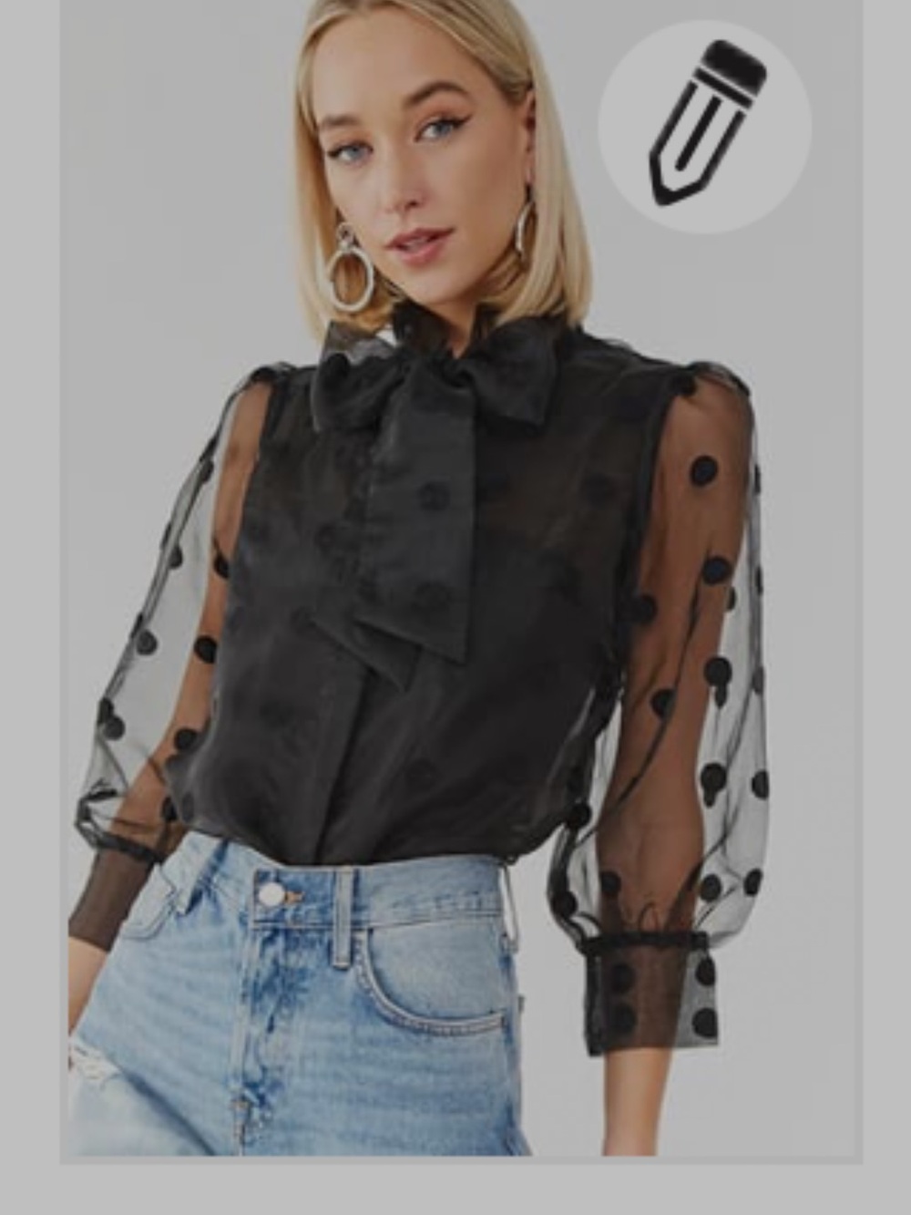 Sheer Black Polka Dot Button-Front Blouse - Women